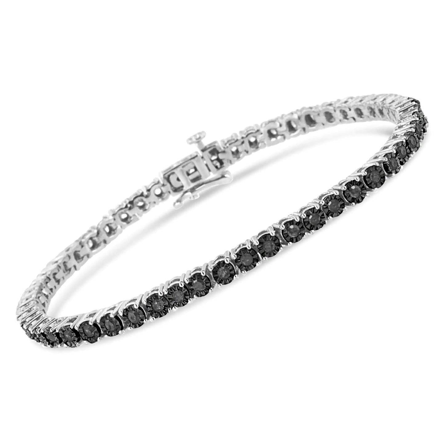 Black Diamond Round Miracle Plate Tennis Bracelet