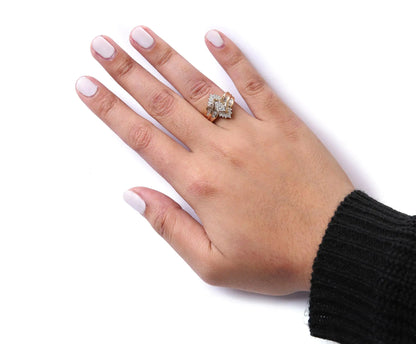 Round And Baguette-Cut Composite Pear Head Diamond Ring