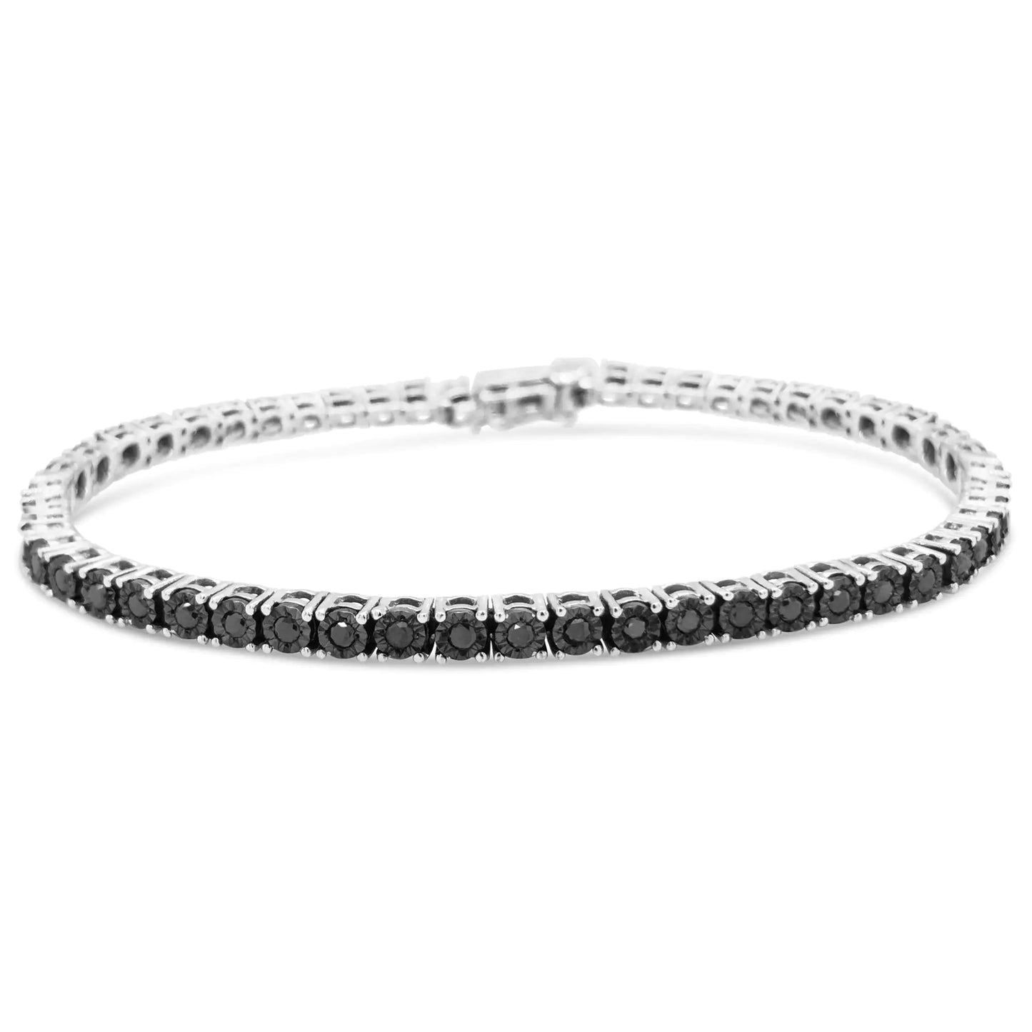 Black Diamond Round Miracle Plate Tennis Bracelet