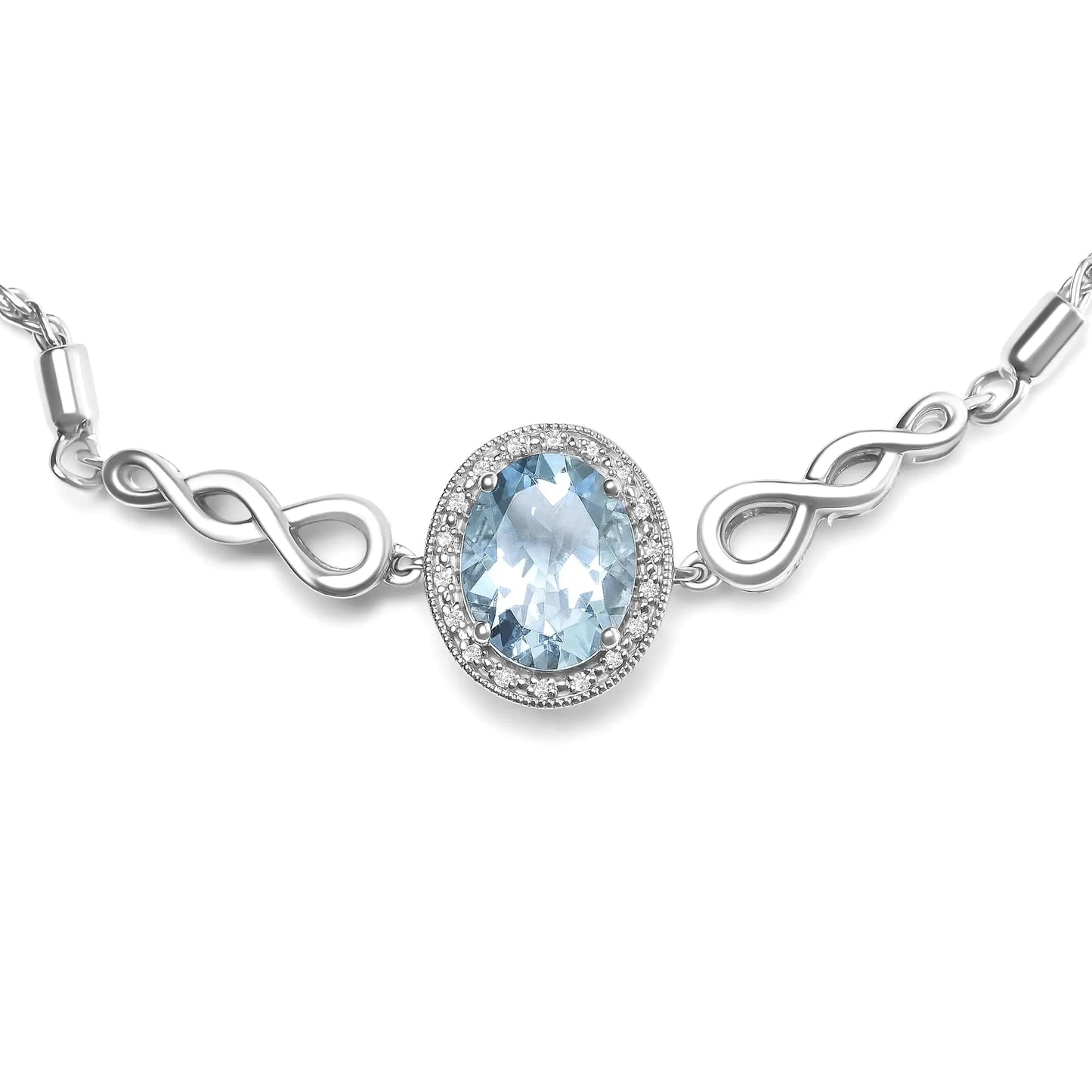 Oval Blue Topaz and Diamond Accent Lariat Bolo Bracelet