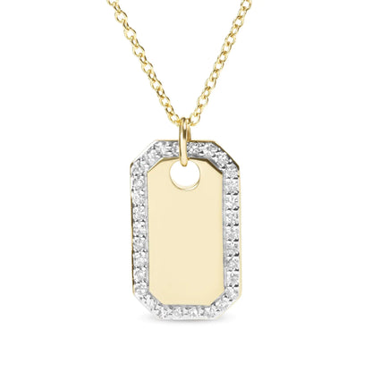 Diamond Halo  Octagonal Dog Tag Pendant