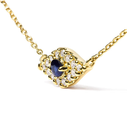 Gold Blue Sapphire and Diamond Accented Evil Eye Necklace